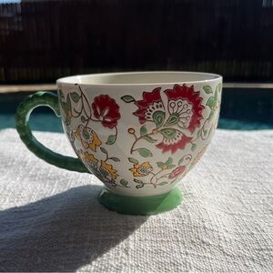 ARTISTIC ACCENTS Floral MUG COASTAL IMPORTS Green Coffee Tea Cocoa Handle
